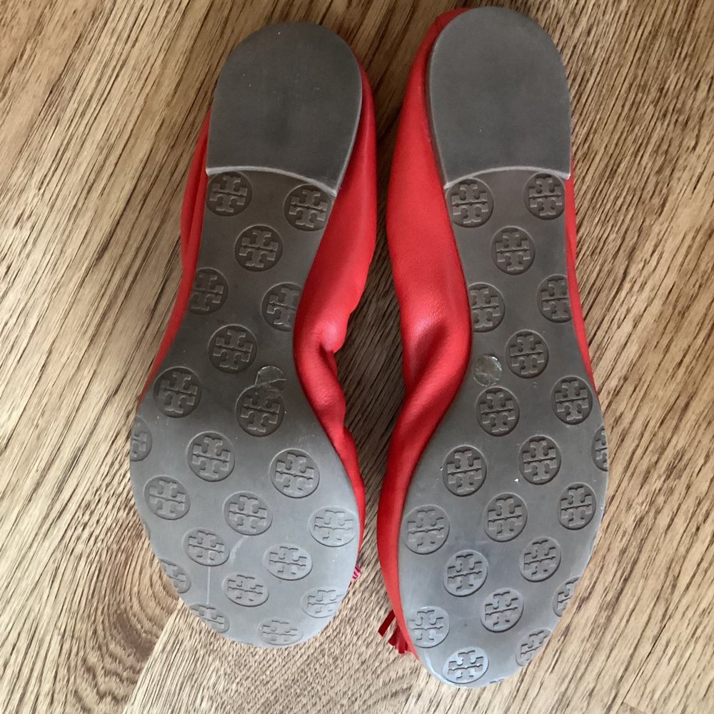 Tory Burch Red Leather Tassel Ballet Flat - Picture 6 of 7